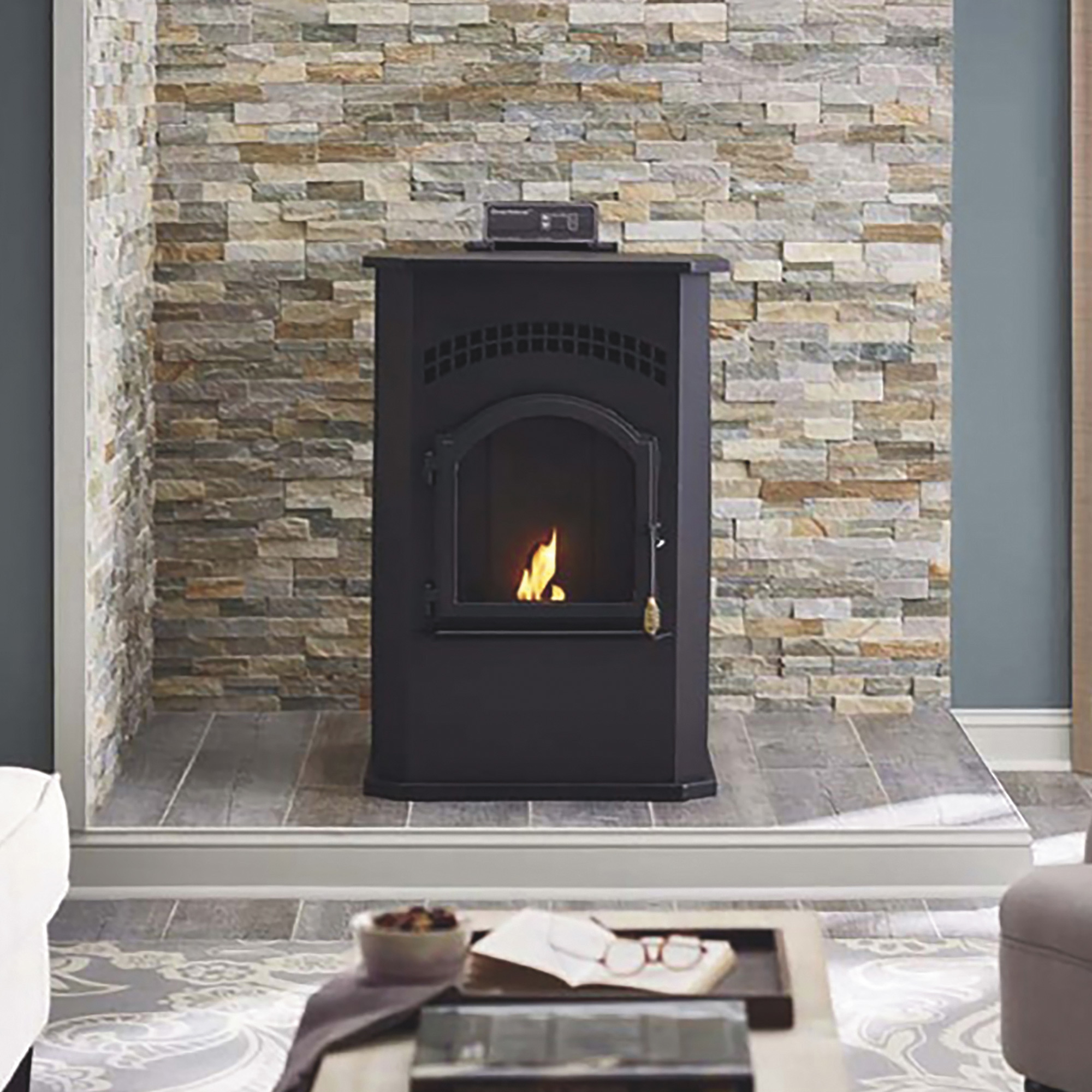 Pellet stove in home